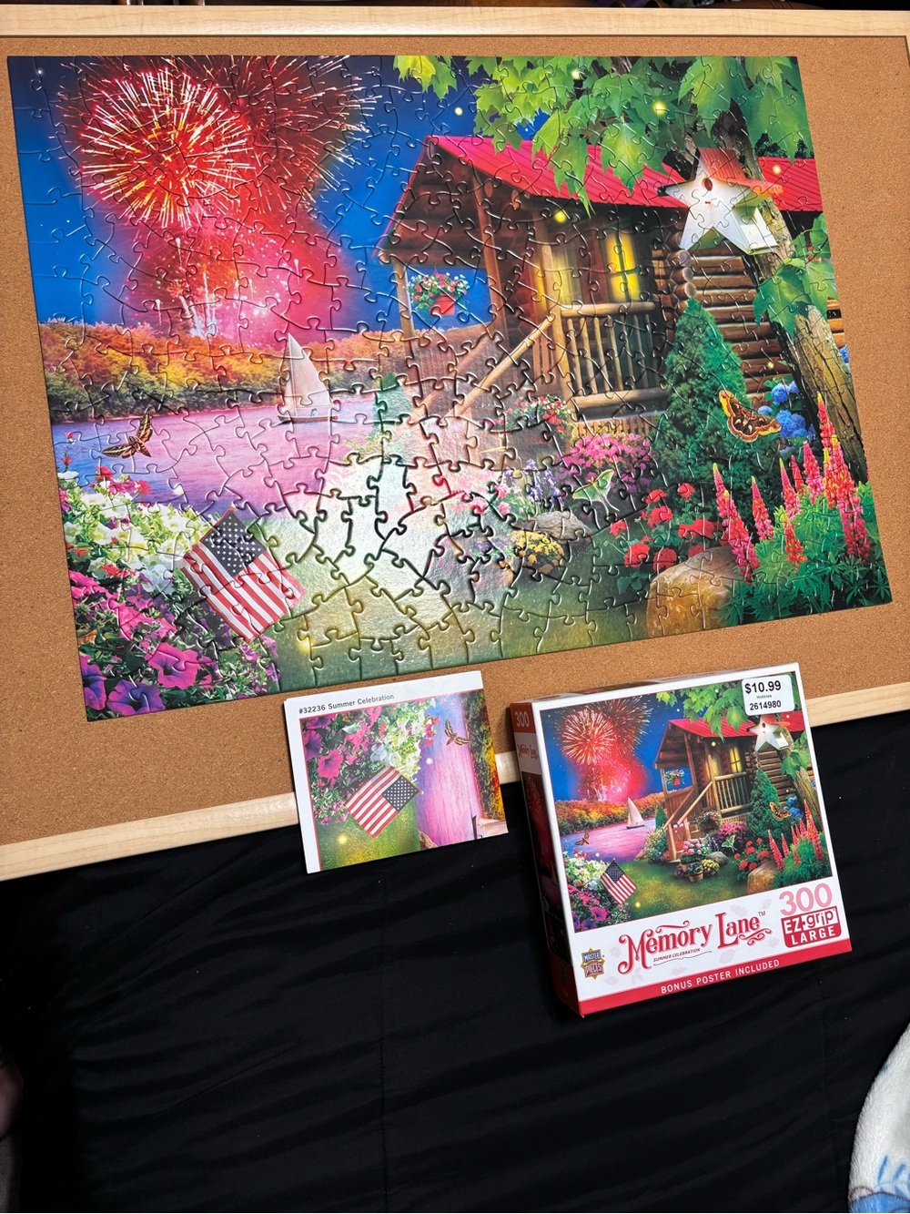 Memory Lane 300-Piece Scenic Puzzle with Fireworks and Cabin